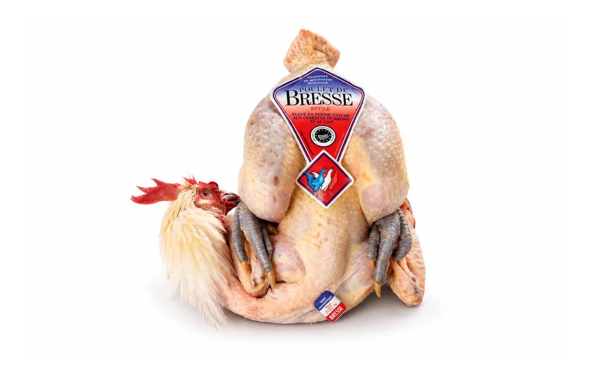 Pollo de Bresse. Imagen ilustrativa retocada con IA